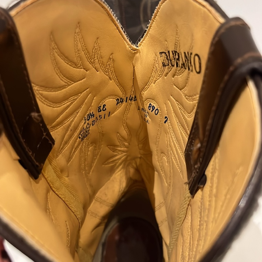 Men’s Durango Python Cream and Gray Cowboy Boots, Vintage - Picture 7 of 8
